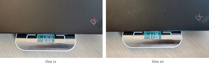 Lenovo ThinkPad X1 Carbon Gen 11とGen 10の重さ比較