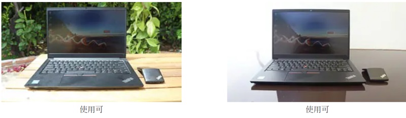 ThinkPad X1 プレゼンターマウス 木とガラスのテーブルで使用