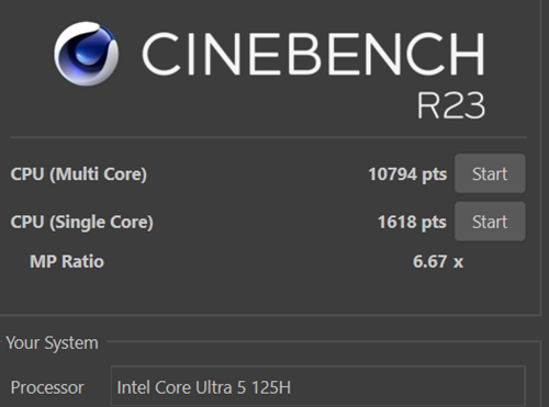 Lenovo Yoga 7i 2-in-1 Gen 9 14型 Cinebench R23計測結果
