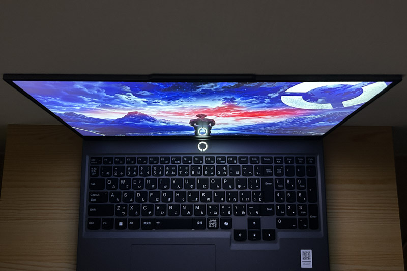 Lenovo Legion 5i Gen 9 (16型 Intel)　視野角チェック　上から