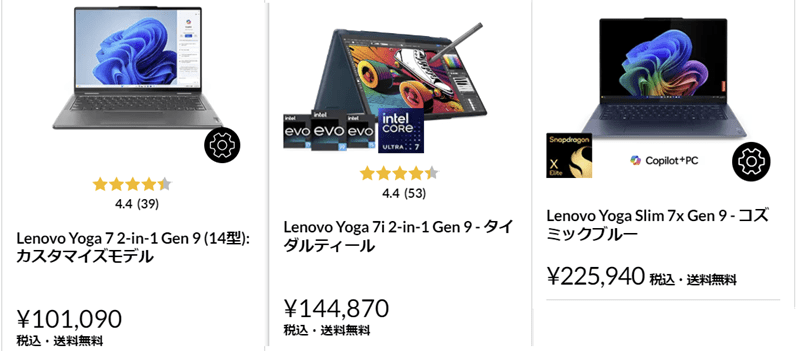 Lenovo Yogaの価格