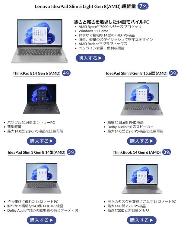 Lenovoサマーキャンペーン対象機種