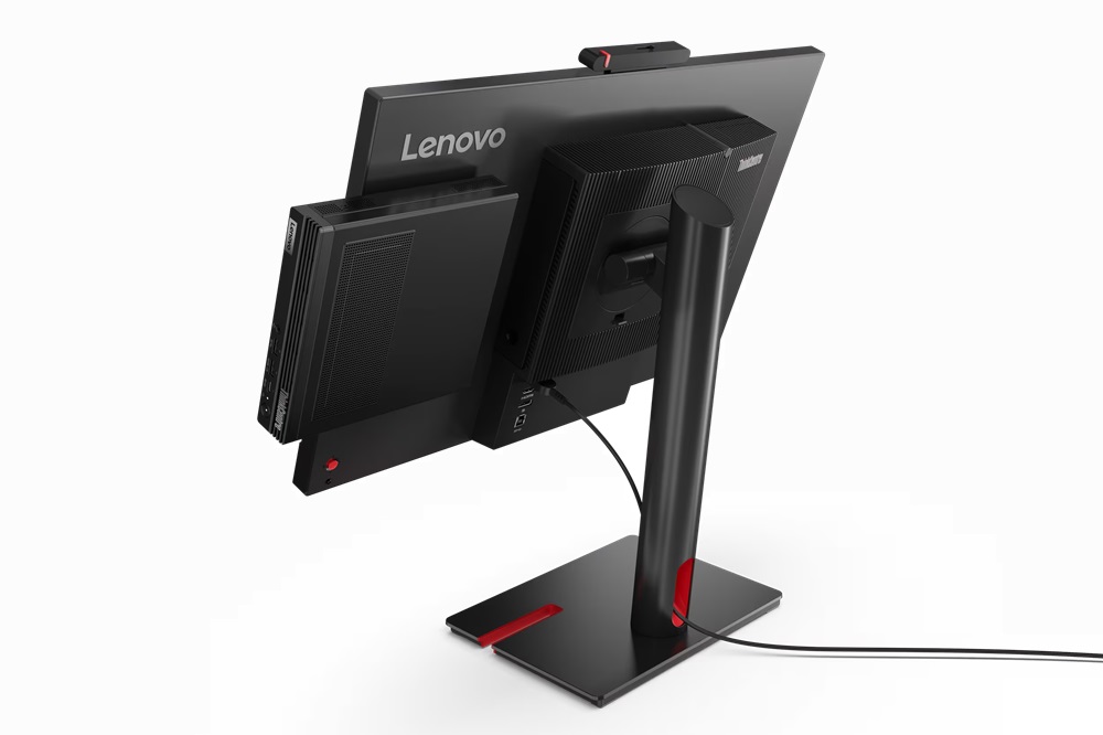 Lenovo ThinkCentre M90q Tiny Gen 5 Tiny in Oneモニターに設置