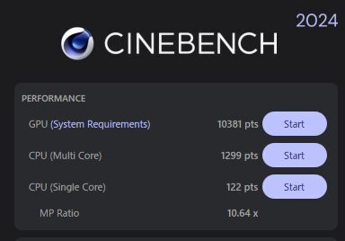 Lenovo ThinkCentre Neo Ultra Cinebench 2024計測結果