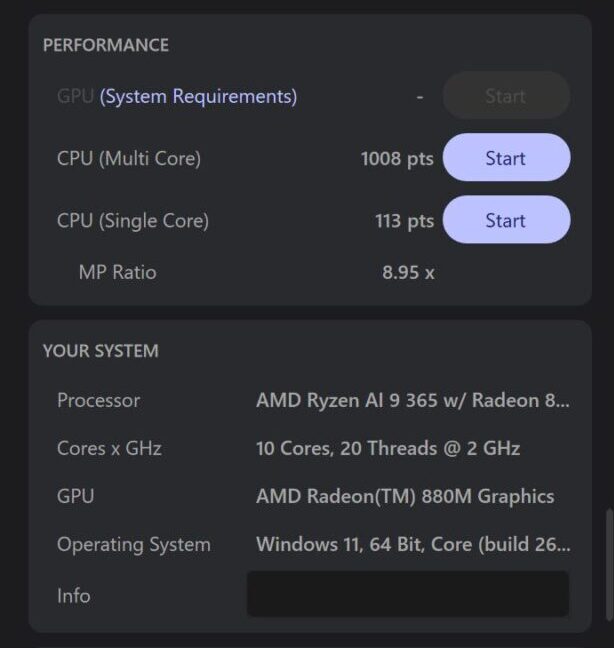 Lenovo Yoga Pro 7 Gen 9 14.5型(AMD) Cinebench 2024計測結果