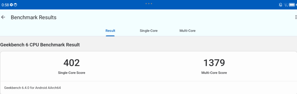 Leovo Tab Geekbench 6計測結果