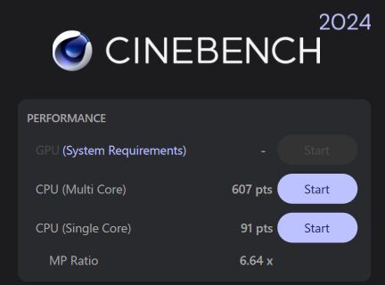 Lenovo ThinkBook 16 Gen 7 AMD Cinebench 2024計測結果