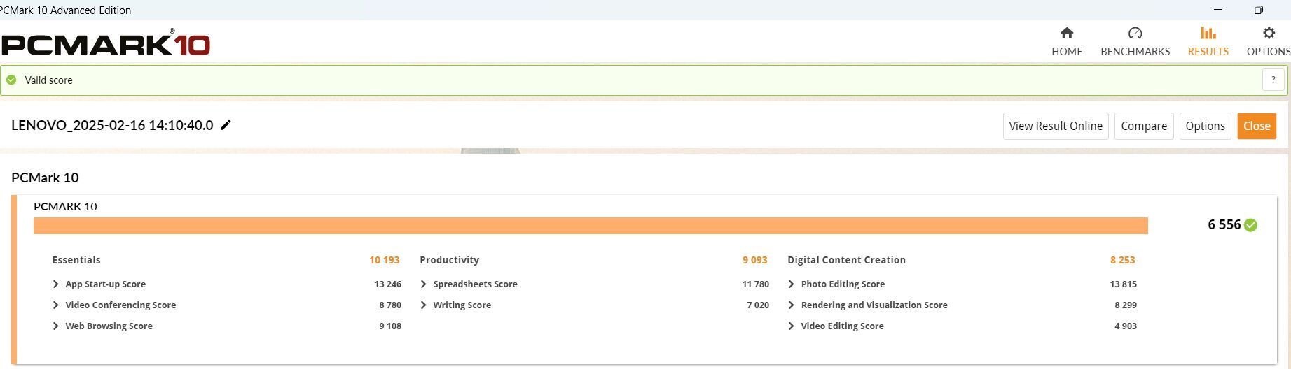 Lenovo ThinkBook 16 Gen 7 AMD PCMARK10計測結果