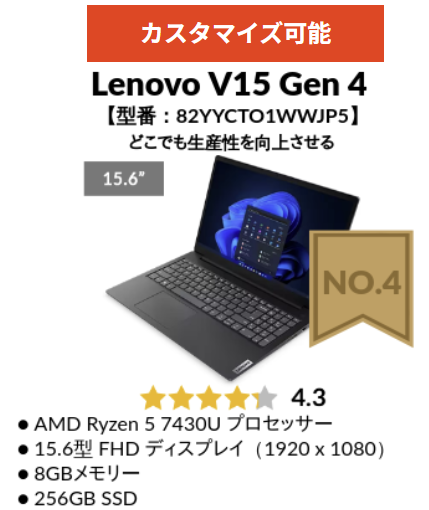 第4位・Lenovo V15 Gen 4