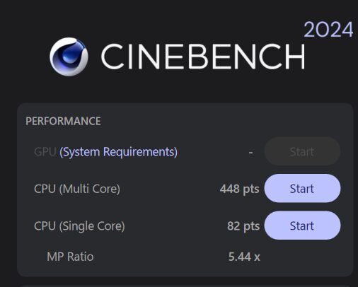 Lenovo V14 Gen 4 AMD 2025年モデル Cinebench 2024計測結果