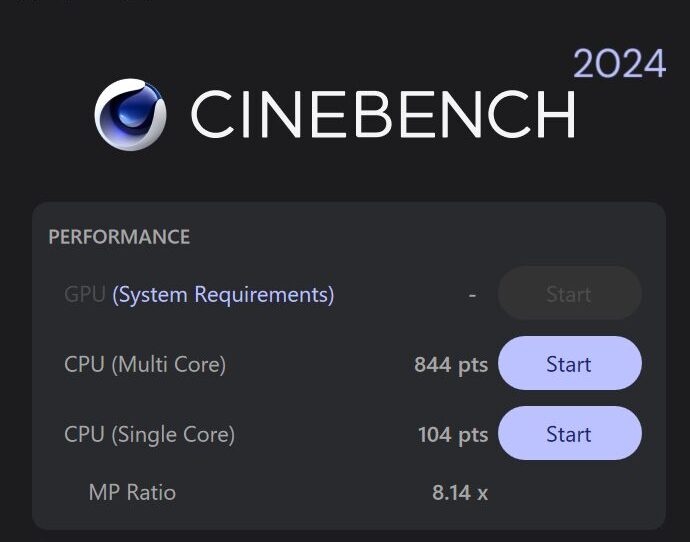 Lenovo IdeaPad Slim 5 Gen 10(16型 AMD) Cinebench 2024計測結果