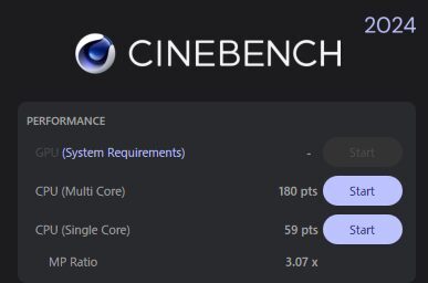 Lenovo A100 Cinebench 2024　計測結果