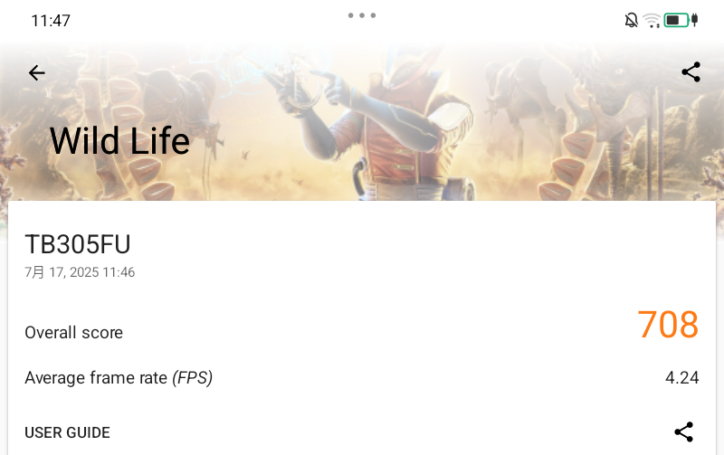 Lenovo Tab One Wild Life計測結果