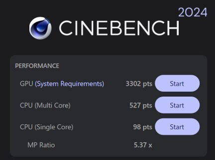 Lenovo LOQ Essential Gen 9 (15.6型 Intel) Cinebench 2024計測結果