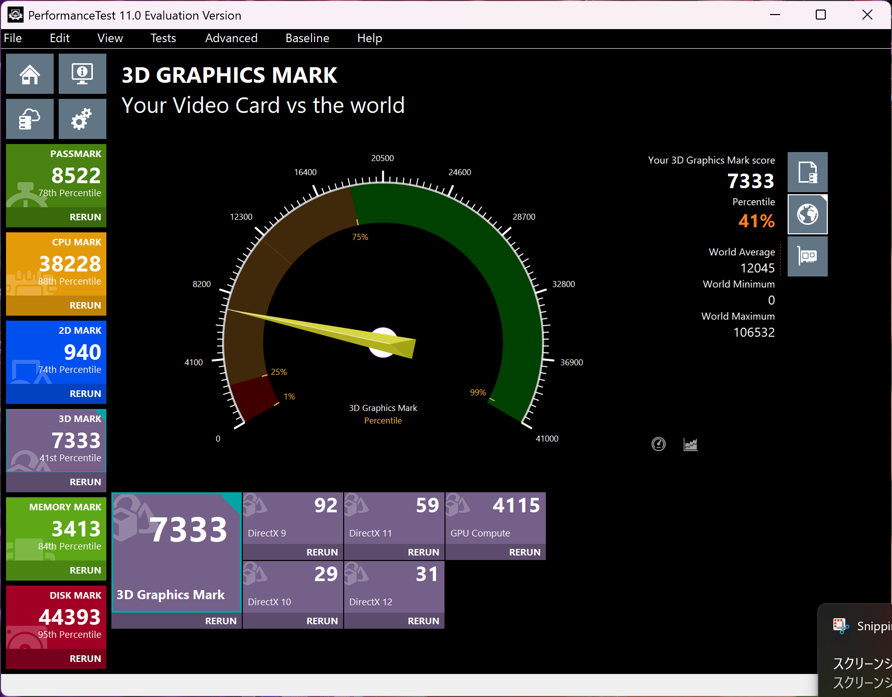 Lenovo Yoga Pro 7i Gen 10 Aura Edition(14型 Intel)　3D Graphics Mark計測結果