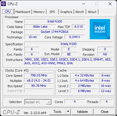 Lenovo A100 CPU-Z