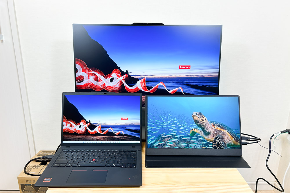Lenovo IdeaCentre AIO 27IRH9 PCとモバイルモニターを接続し3画面