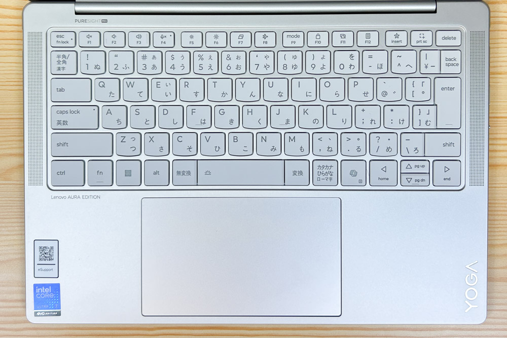 Lenovo Yoga Slim 7i Aura Edition Gen10(14型 Intel)　キーボード