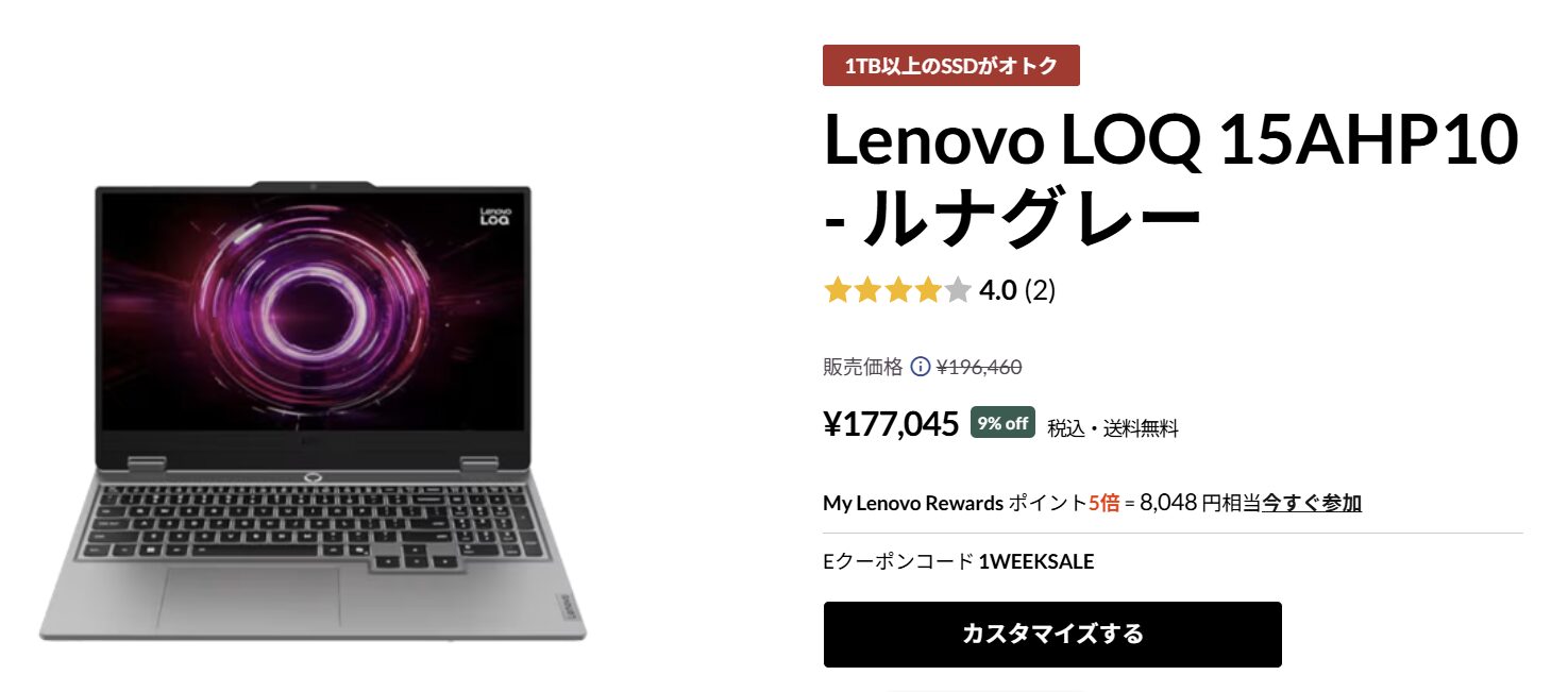 LOQ 15AHP10(15.6型 AMD) 