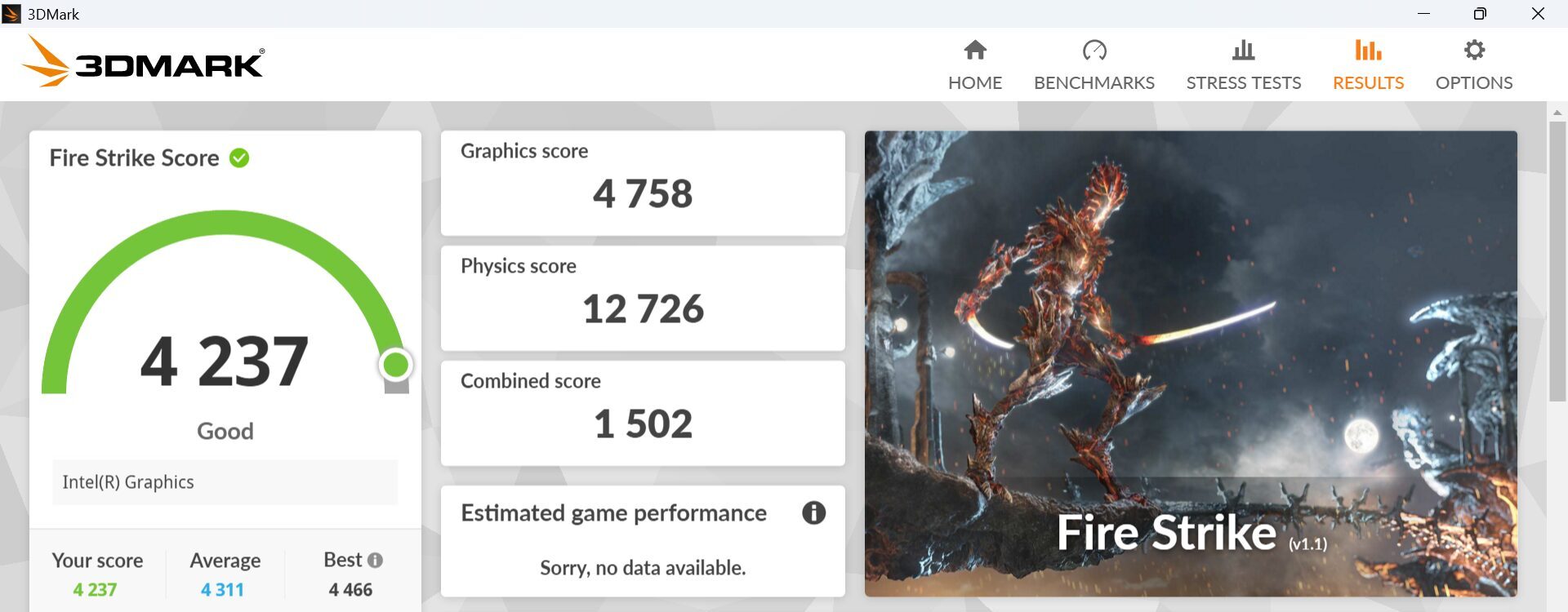 Lenovo ThinkPad X13 Gen 6(13.3型 Intel) Fire Strike計測結果