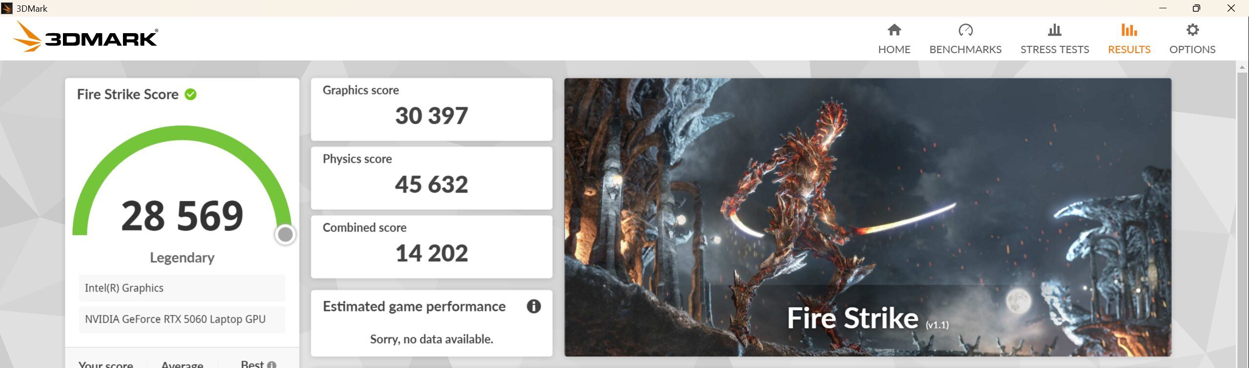 Lenovo Legion 7i Gen 10(16型 Intel)　Fire Strike計測結果