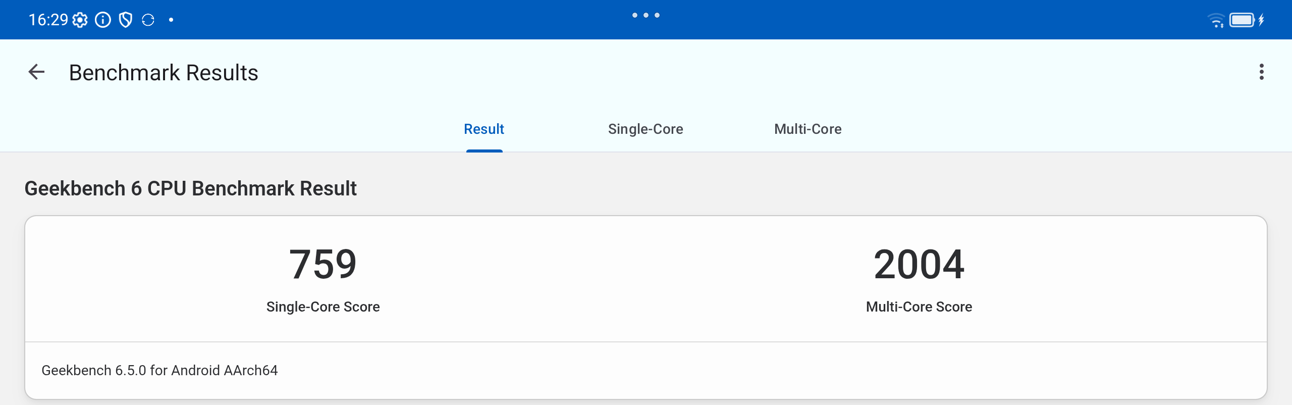 Lenovo Idea Tab Plus Geekbench 6ベンチマーク計測結果