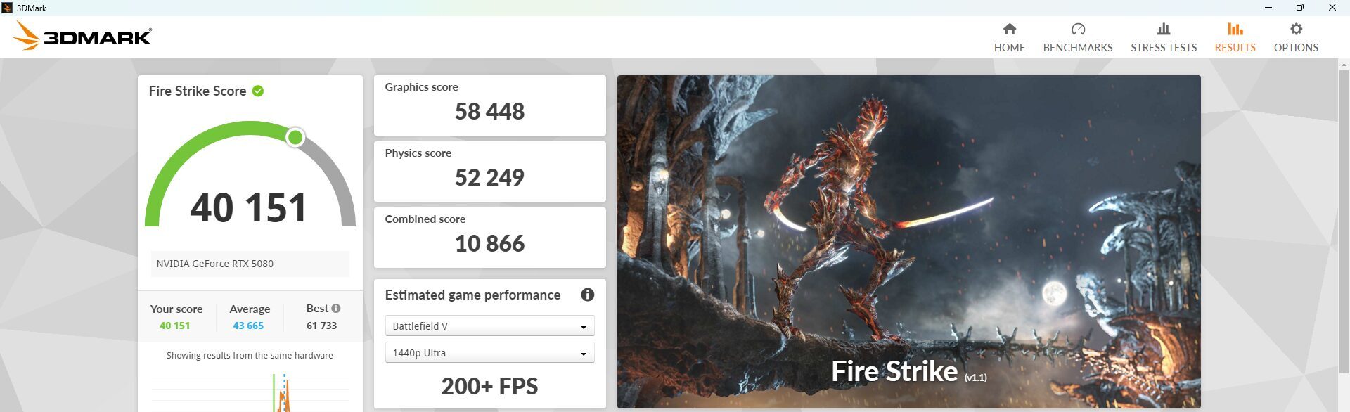 Lenovo Legion Tower 7 34IAS10 (Intel) Fire Strike計測結果