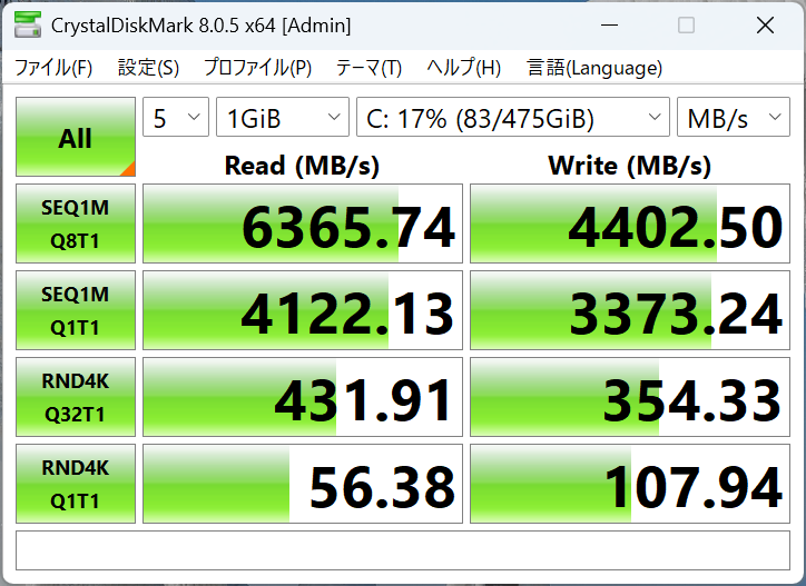 Lenovo IdeaPad Slim 3 Gen 10 (14型 AMD)　シーケンシャル速度計測結果