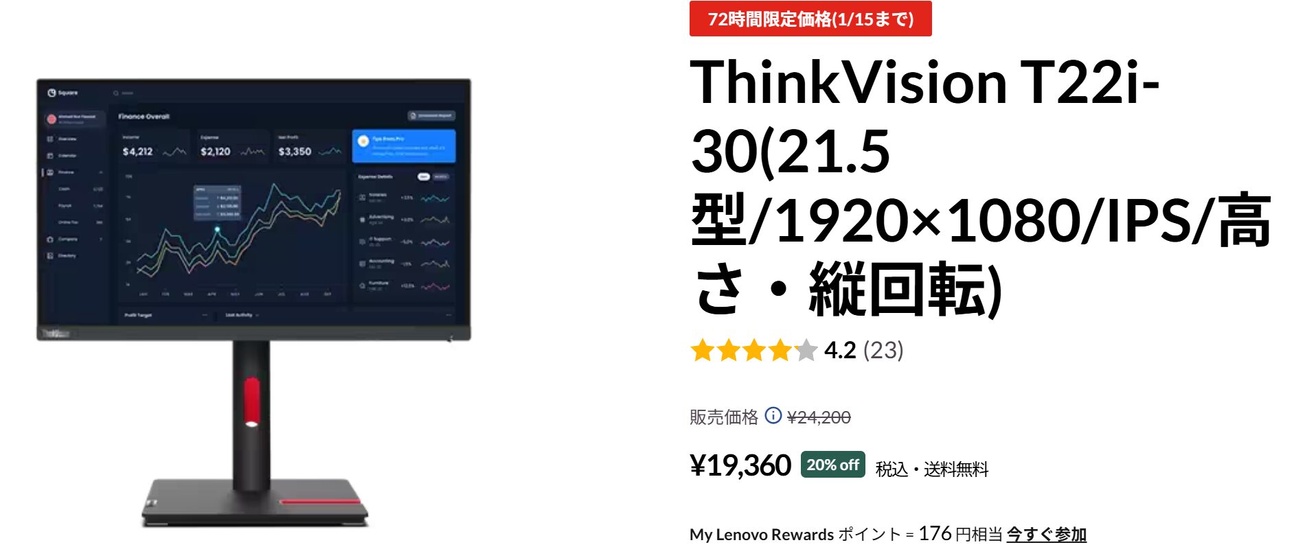 ThinkVision T22i-30 72時間セール価格