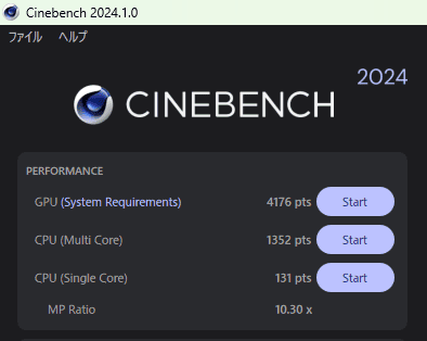 Lenovo LOQ Tower 17IAX10(Intel) Cinebench 2024計測結果