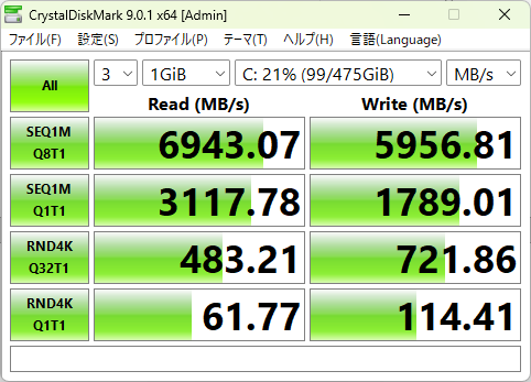 Lenovo LOQ Tower 17IAX10(Intel) シーケンシャル速度計測結果
