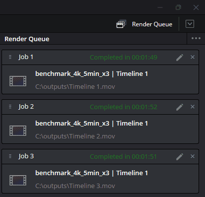Lenovo LOQ Tower 17IAX10(Intel) 4K動画レンダリング時間計測結果