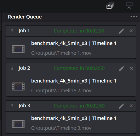 AMD Ryzen Z2 Extremeで4K動画エンコード時間を計測した結果。3回の平均は2分50秒