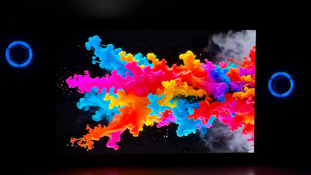 Legion Go Gen 2の色域チェックの画像。真っ黒が描写できており、コントラスト比が高いのもわかる