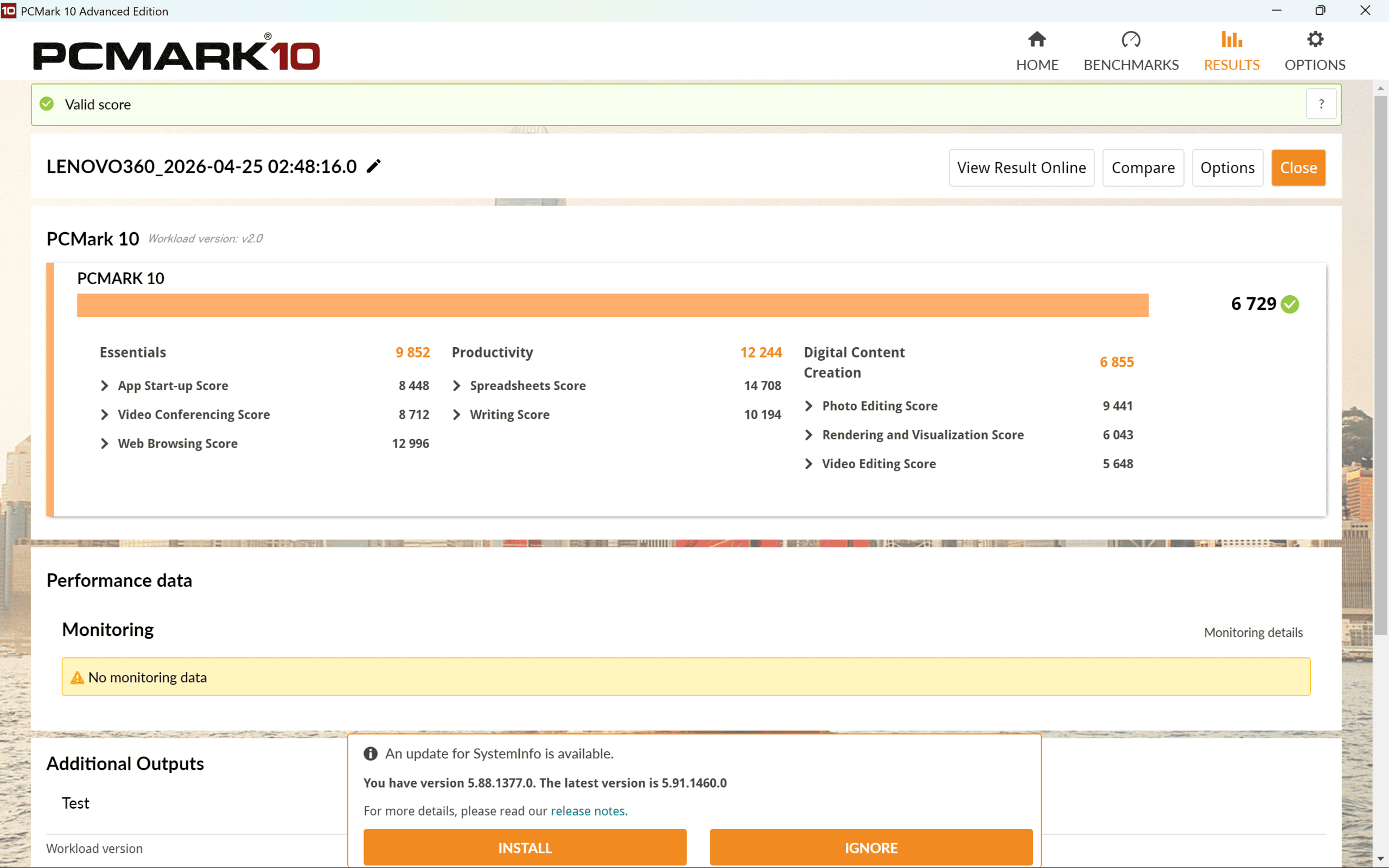 Ryzen AI 7 445 pcmark10計測結果