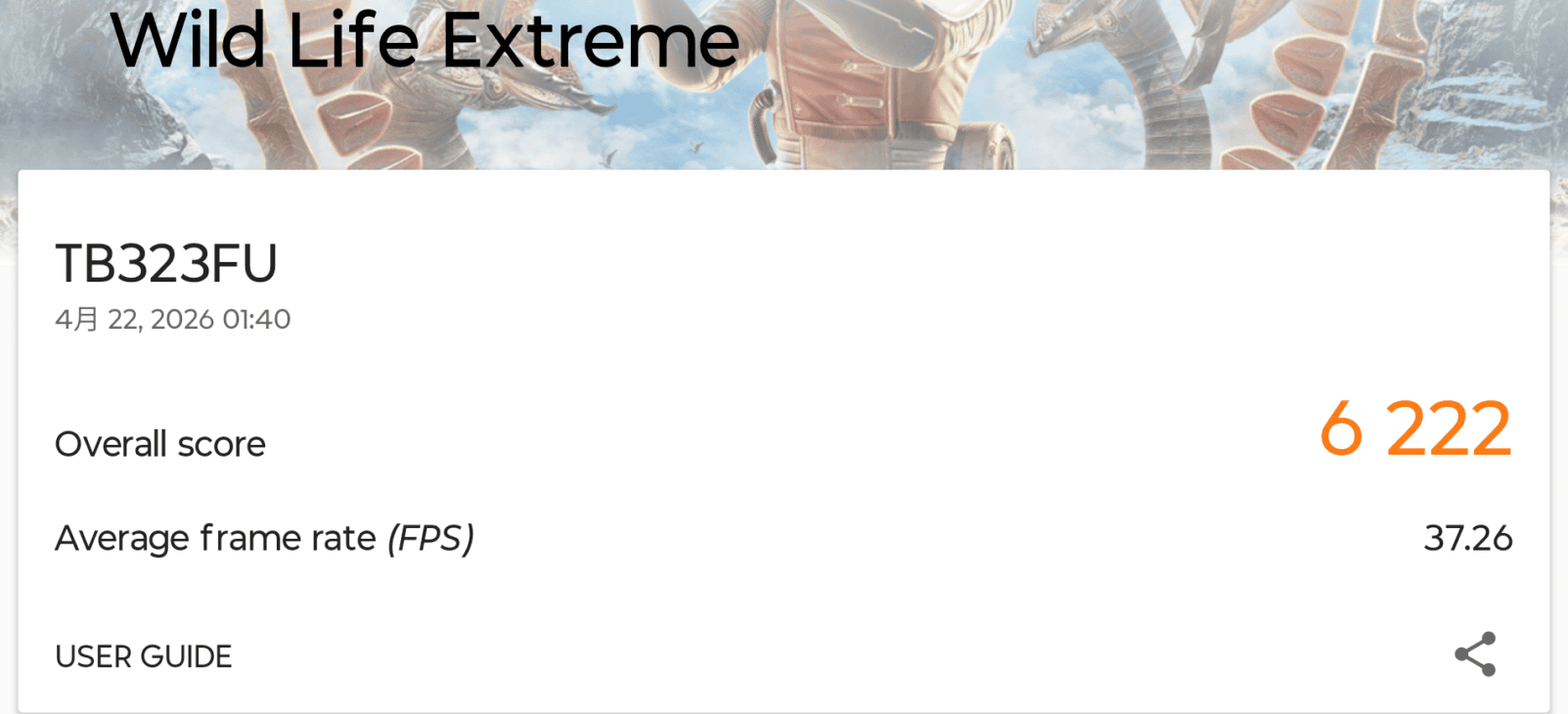 LEGION Tab (8.8”､5) Wild life extreme計測結果6222