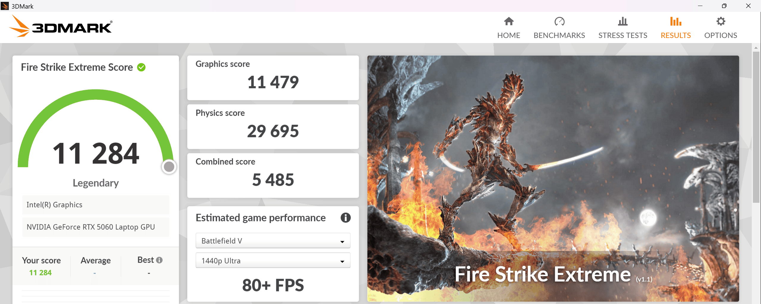 Lenovo Yoga Pro 7i Gen 11 Aura Edition(15.3型 Intel) Fire Strike Extreme計測結果11284