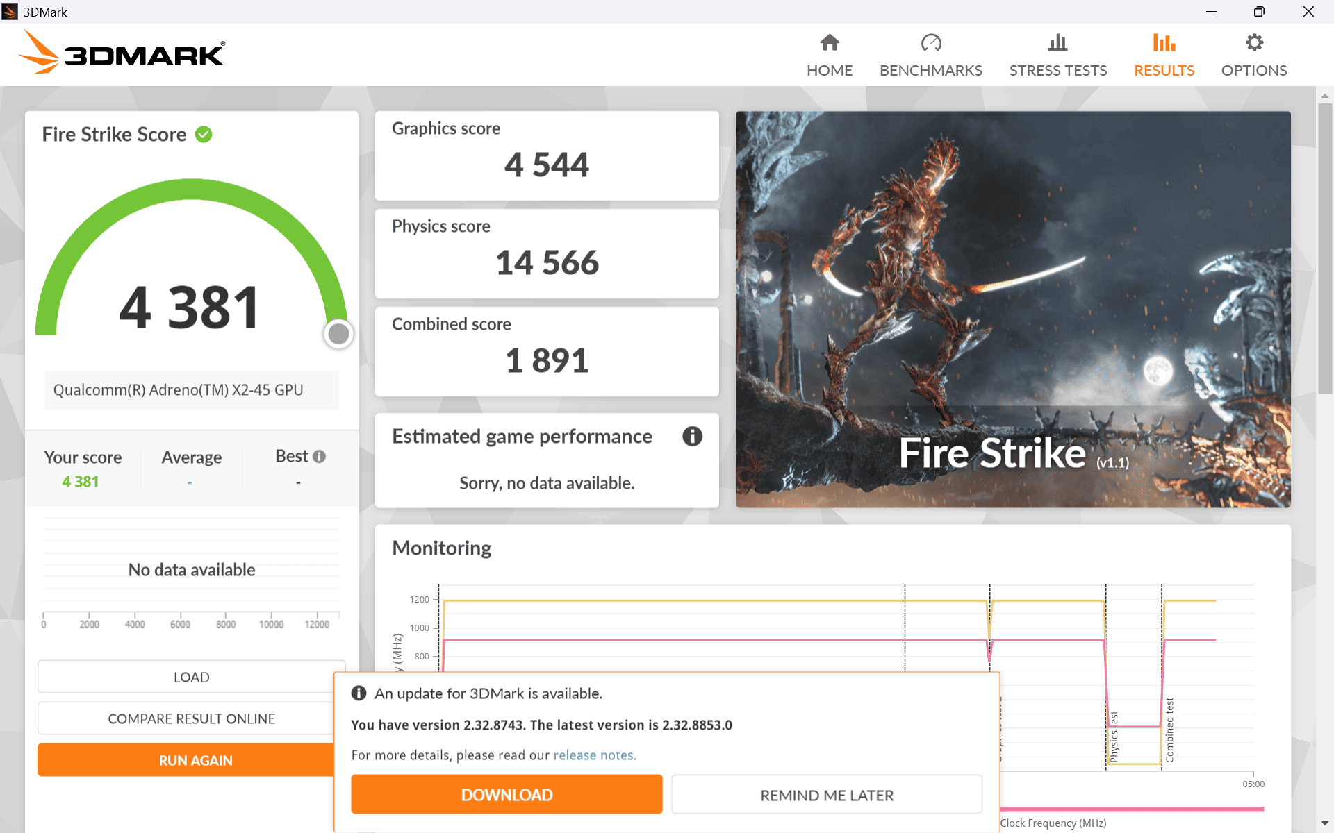 Snapdragon X2 Plus X2P-42-100 Fire Strike 4381