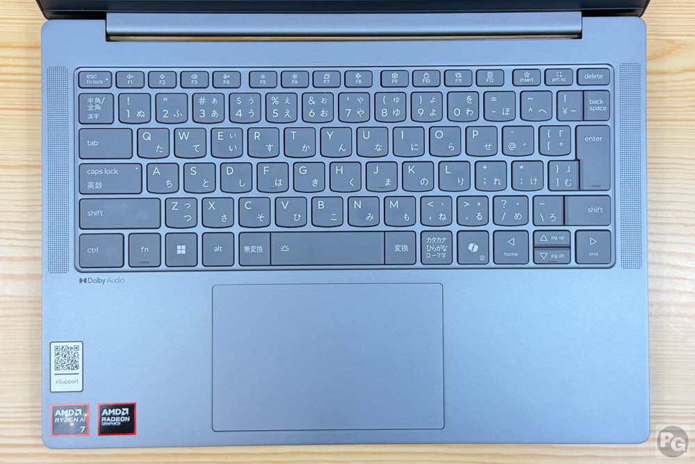 Lenovo IdeaPad Slim 5a Gen 11(14型 AMD)のキーボード正面