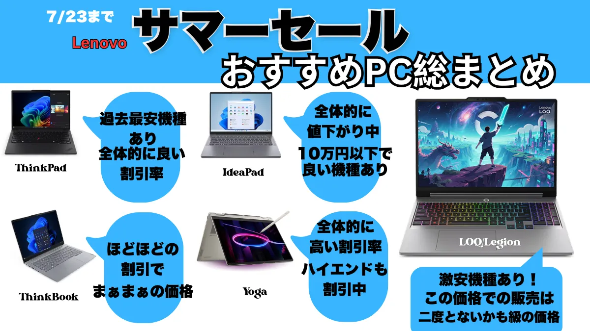 Lenovoサマーセールおすすめ機種総まとめ