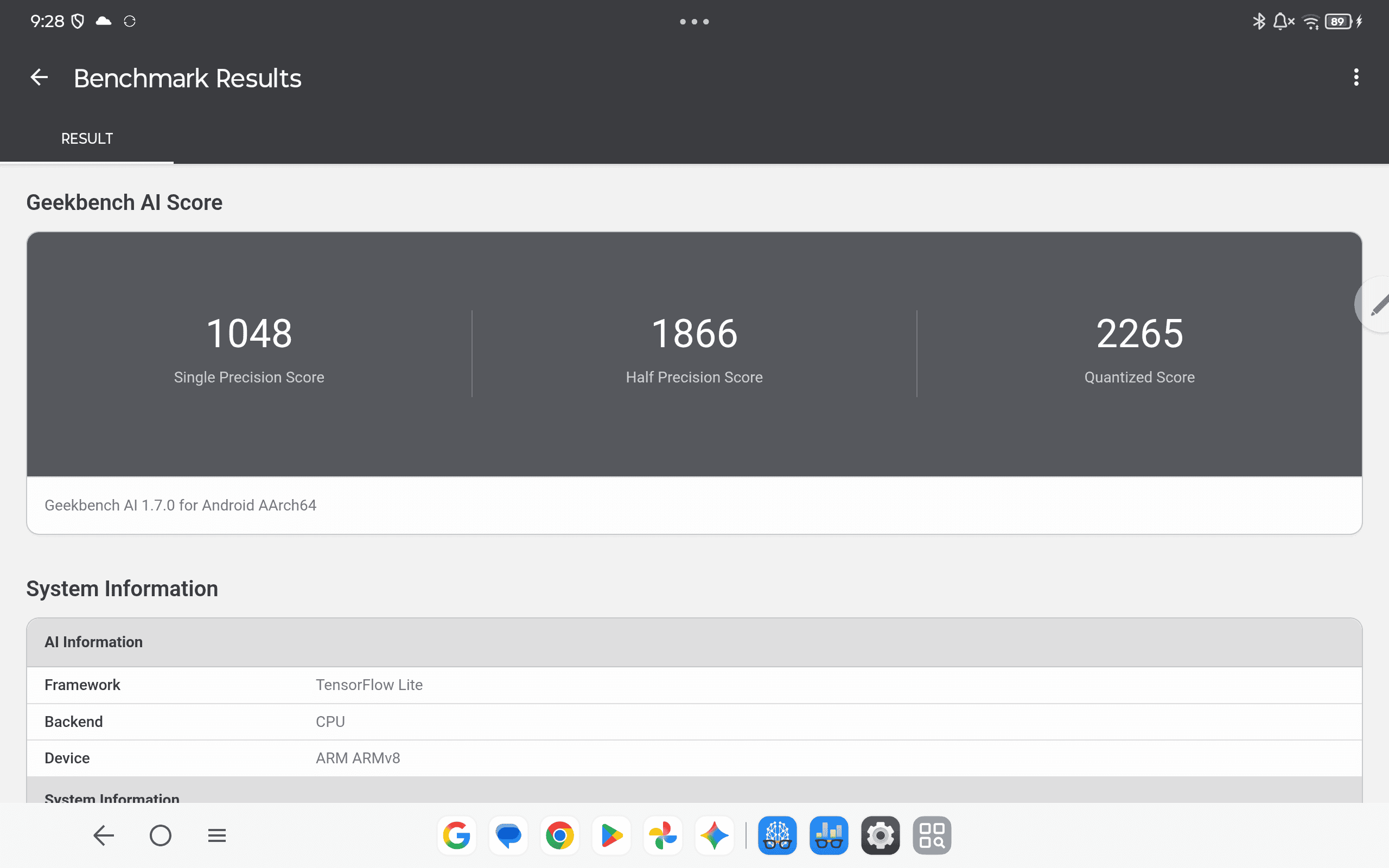 Lenov Tab Plus Gen 2 Geekbench AI計測結果